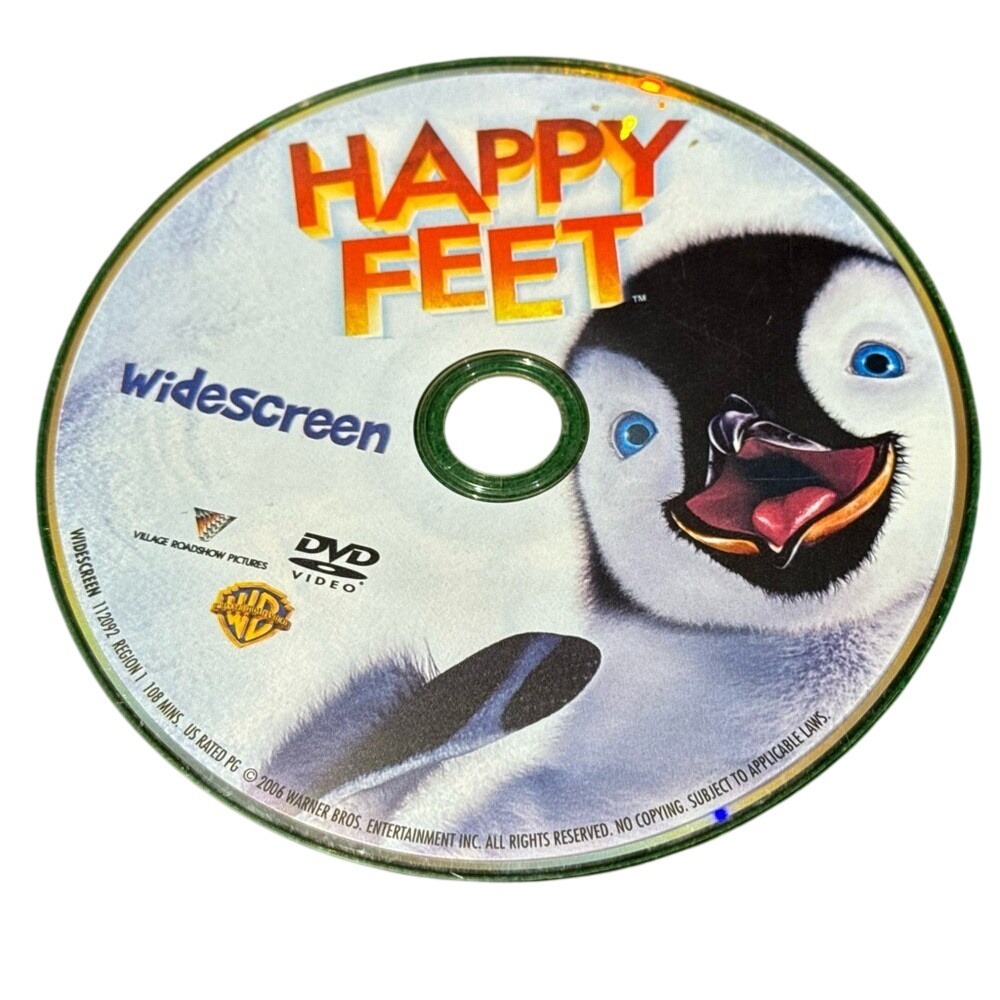 Happy Feet Widescreen DVD Warner Bros 2006 Animated Movie Tested Working Disc